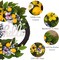 24-Inch Pre-Lit Spring & Summer Lemon Wreath – Sunflowers, Daisies, Eucalyptus with “Hello” Sign & Ribbon for Front Door, Porch, Wall, Farmhouse & Amalfi Coast Decor